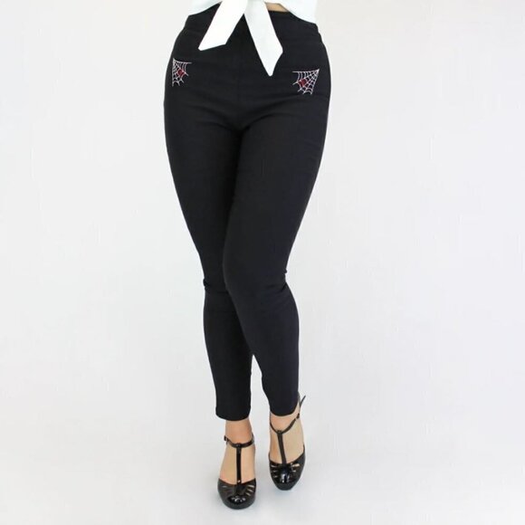 Hemet Pinup Spiderweb Cigarette Pants - Picture 1 of 2